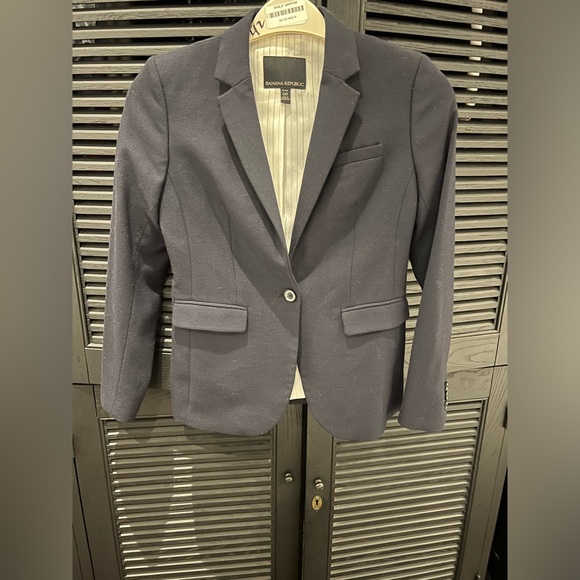Banana Republic Navy Petite Wool Blazer Size 00 - Picture 6 of 13